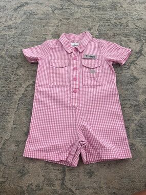 Columbia Pink Gingham Short-Sleeve Romper